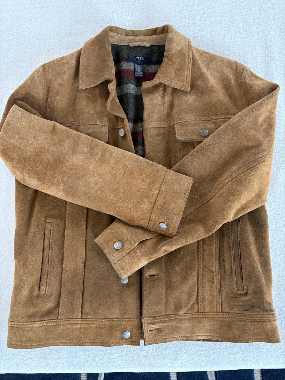 Vintage 2000s J. Crew Tan Suede Bomber-Style Jacket